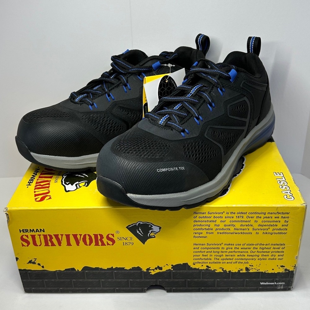 Herman Survivors Cassle Men's‎ Size 9 Composite Toe Work Shoes Black Blue New